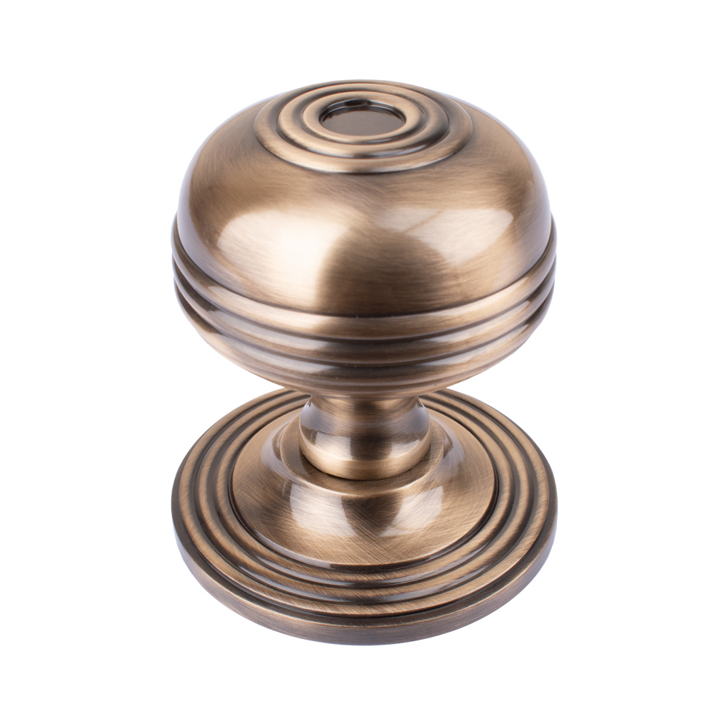 Dart Heavy Cast Brass Ringed Centre Door Knob (80mm) - Antique Brass